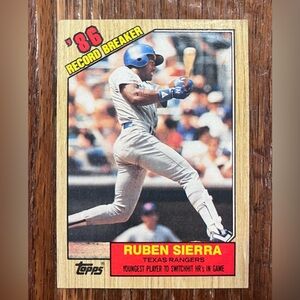Ruben Sierra Texas Rangers '86 Record Breaker #6 1987 Topps Baseball